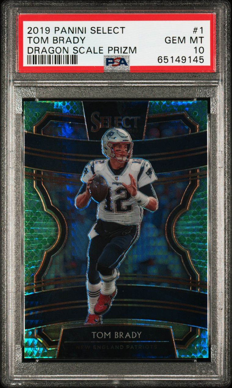 2019 PANINI SELECT - TOM BRADY DRAGON CONCOURSE - DRAGON SCALE PRIZM /88 PSA 10