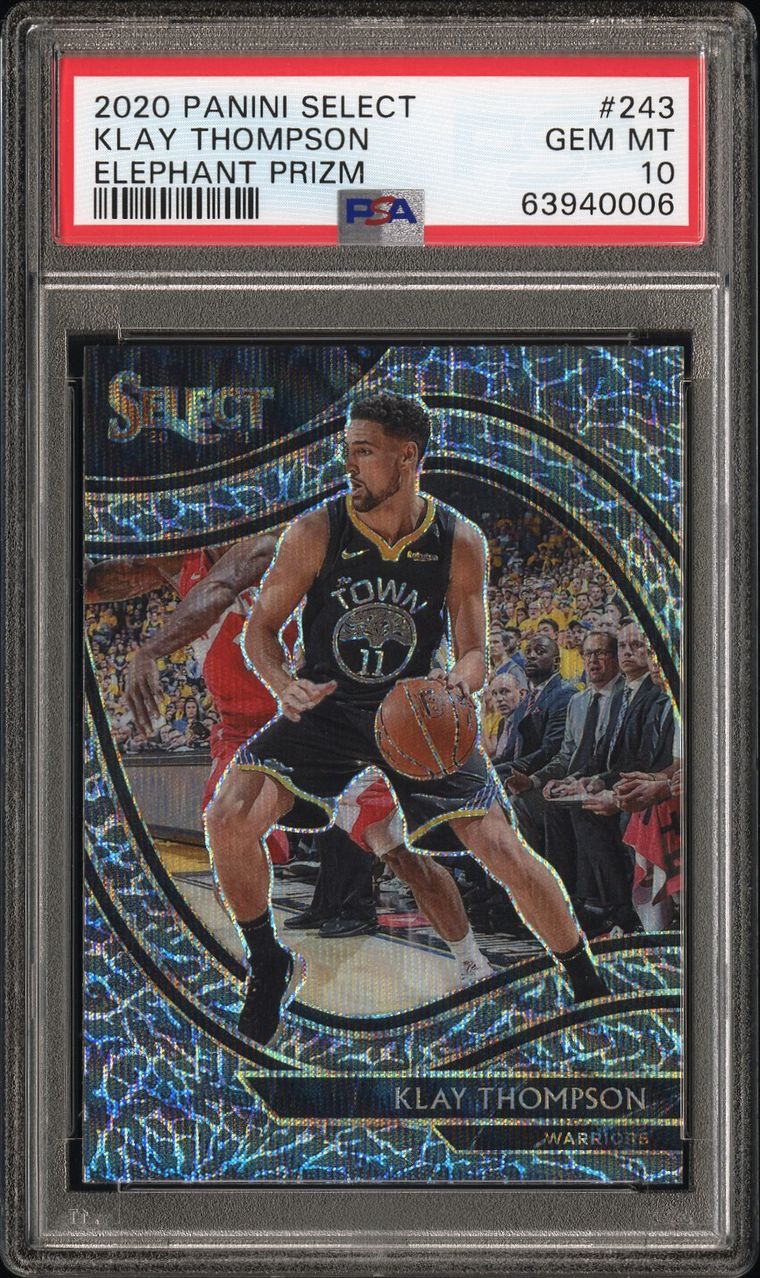 2020 PANINI SELECT - KLAY THOMPSON COURTSIDE - ELEPHANT PRIZM PSA 10