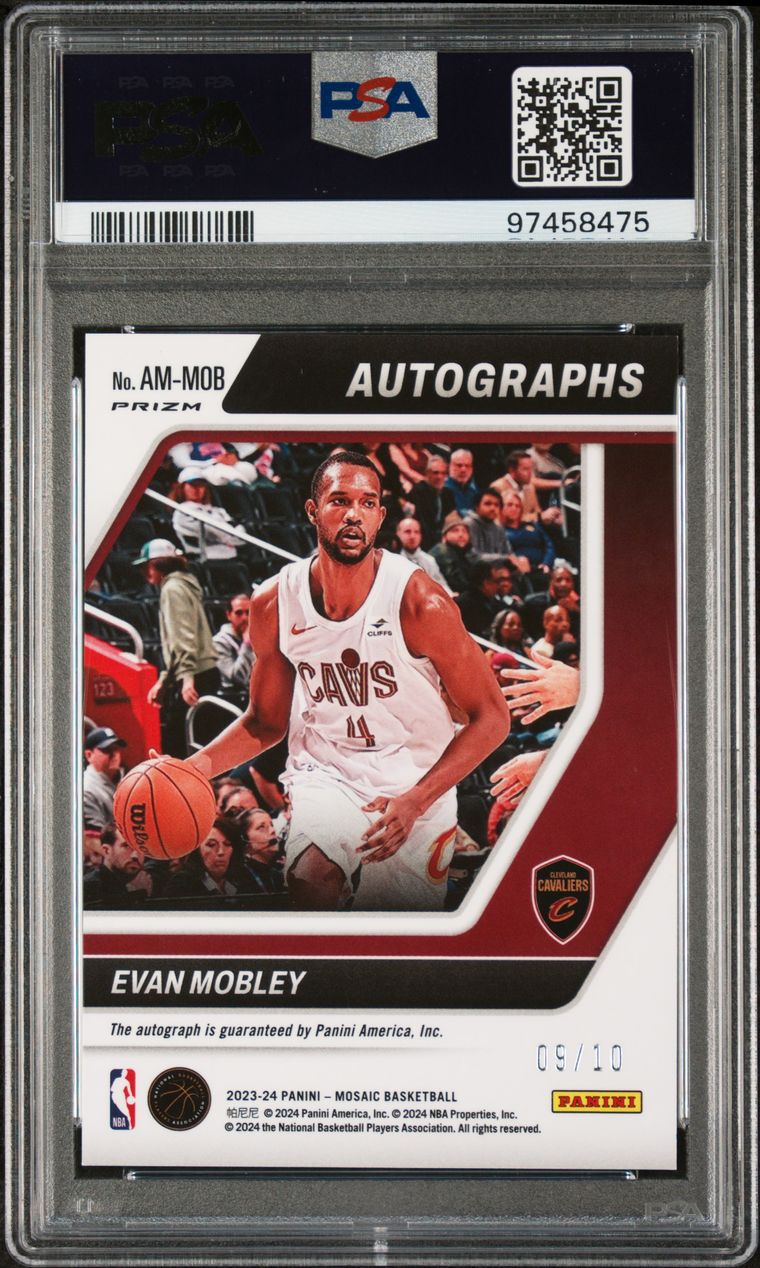 2023 PANINI MOSAIC - EVAN MOBLEY AUTOGRAPH MOSAIC - GOLD /10 PSA 10