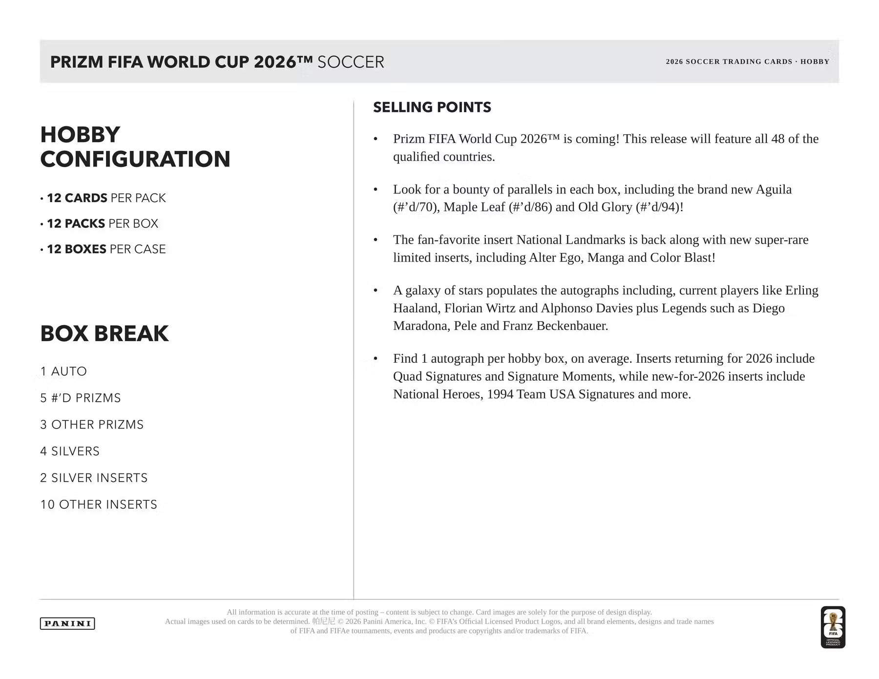 RANDOM TIERS - 2026 Panini Prizm FIFA World Cup Soccer Hobby Box (1 BOX) Group Break #WC1 - RANDOM TIERS
