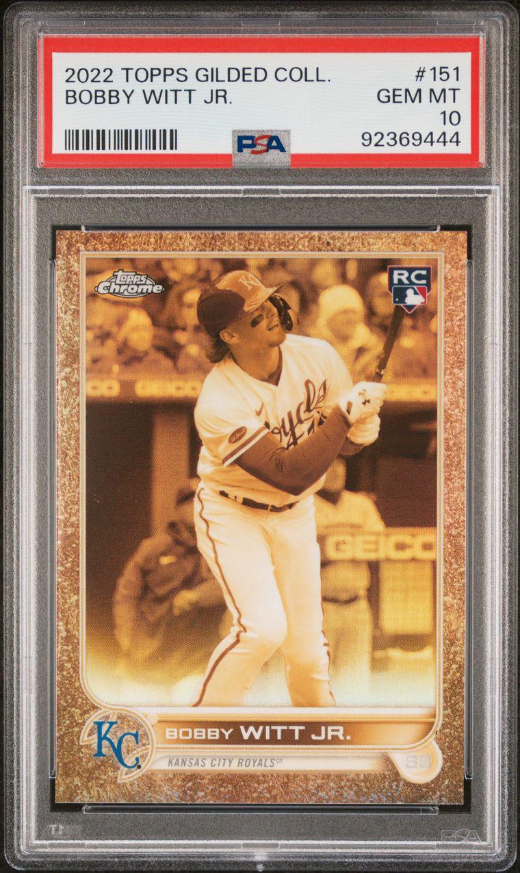 2022 TOPPS GILDED - BOBBY WITT JR ROOKIE - CAST IN GOLD /199 PSA 10